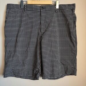 Adidas Golf Shorts Mens 40 Black White Gingham Plaid Performance Preppy Logo